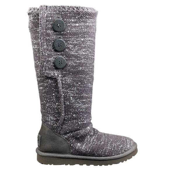 UGG Australia Shoes - UGG Women's Cardy Gray Metallic Pull On Winter Boot Size US 7